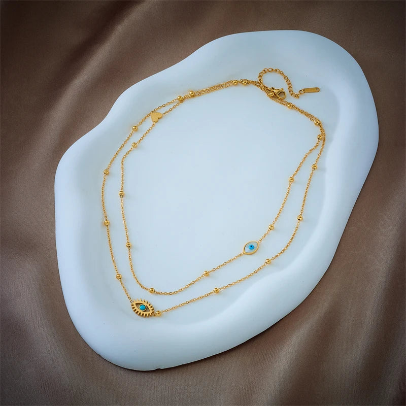 Halo Essence Evil Eye Gelaagde Ketting