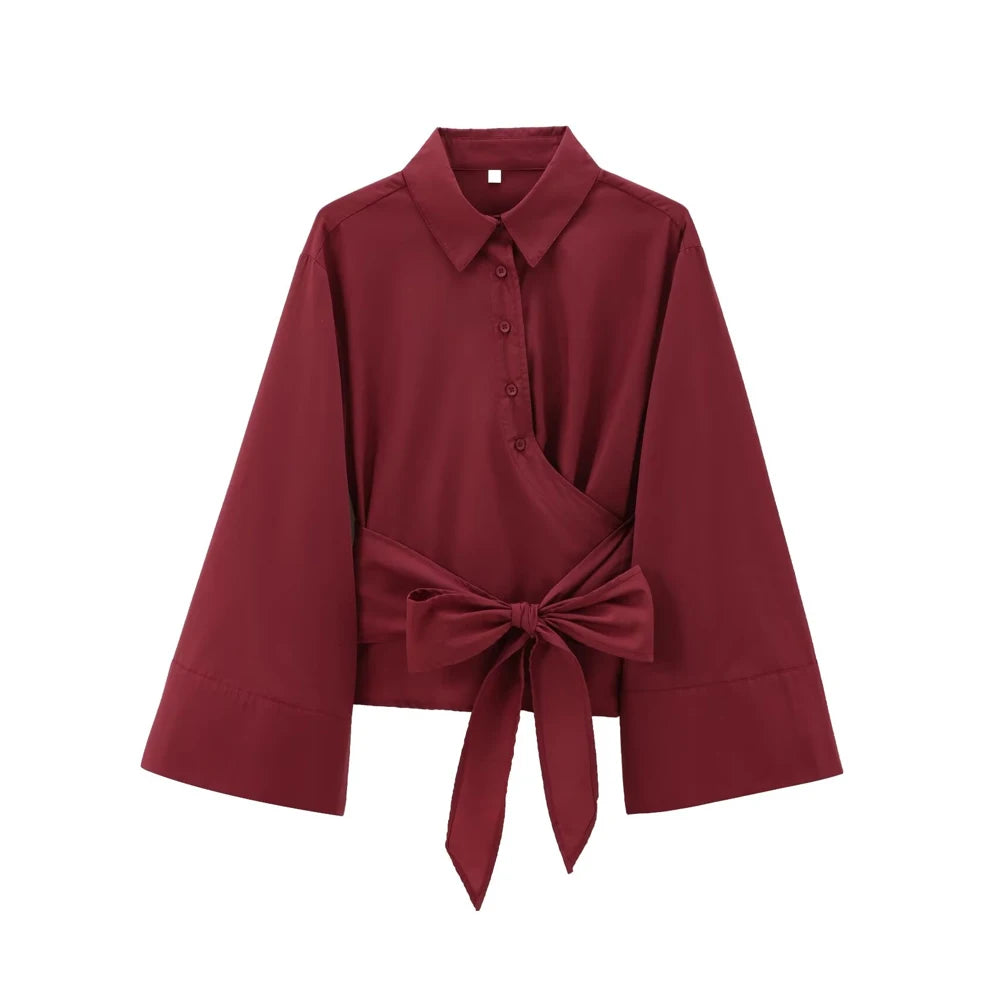 Variant image for Dames Blouse Zwart M Polyester met Lange Mouwen en Vlinderdas-3