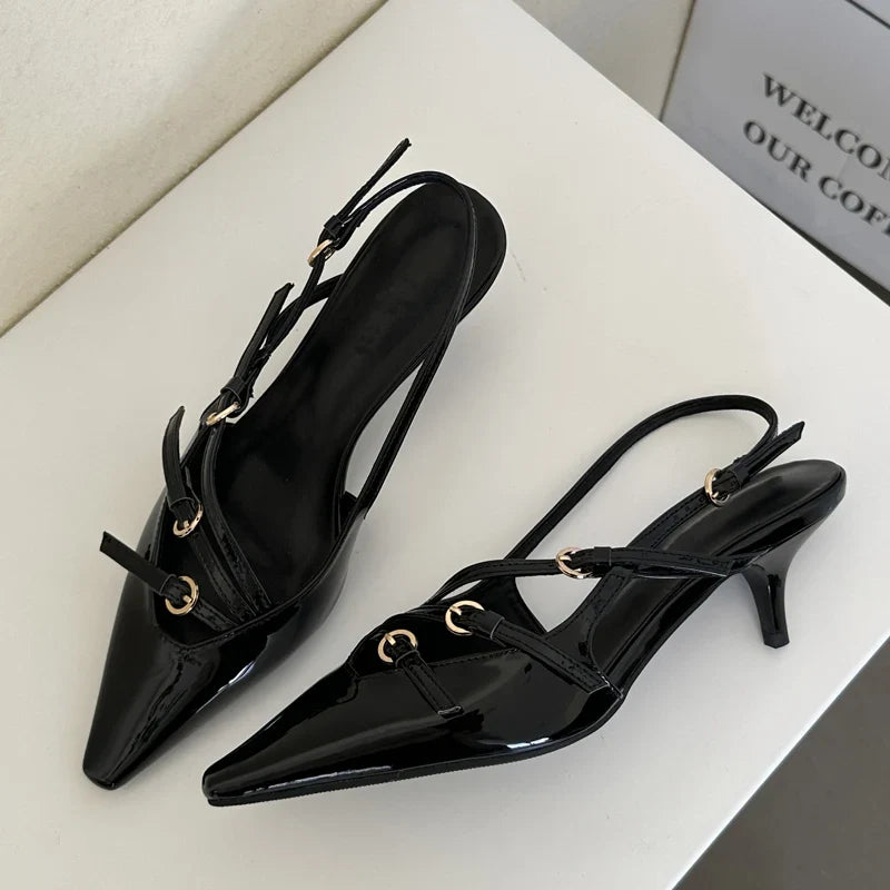 Bella Chic pumps met gespriem - Sexy dunne hakken met puntige neus voor bruiloft en banket