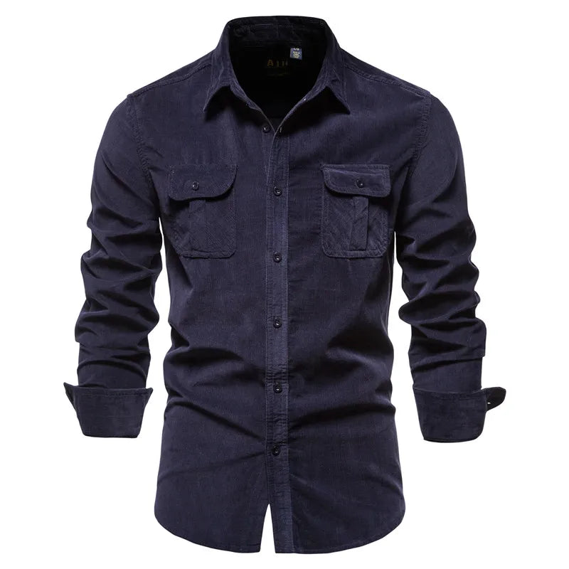 Aiopeseon 100% katoenen corduroy overhemd