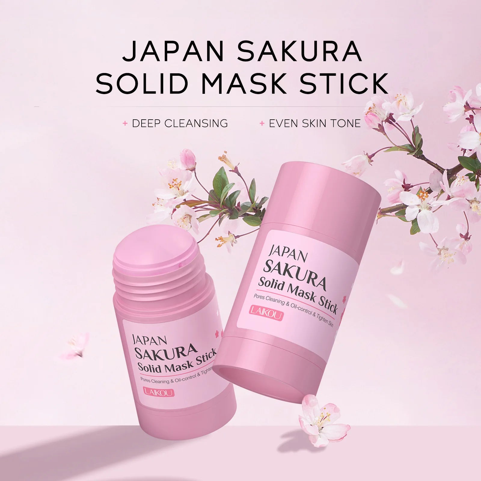 Diep Reinigend Gezichtsmasker Stick voor Onzuivere Huid – Sakura, 45 g, Beheert Olie en Verwijdert Poriën-2
