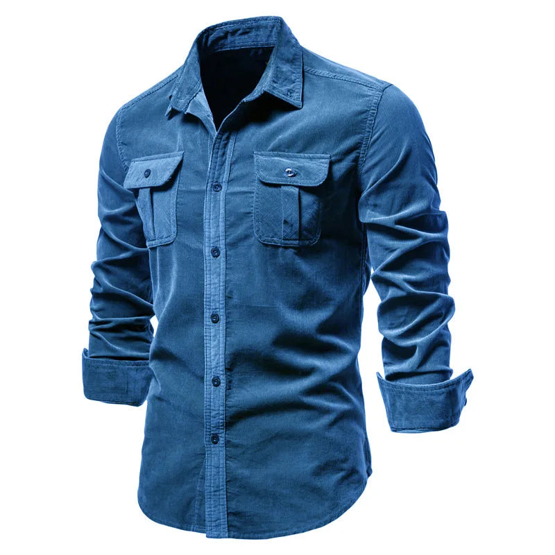 Aiopeseon 100% katoenen corduroy overhemd
