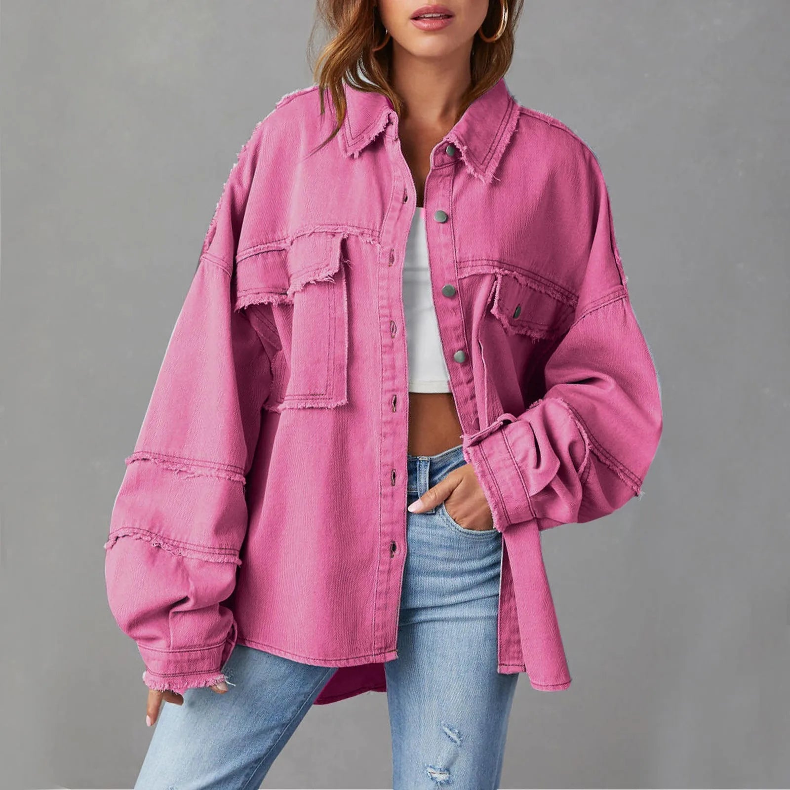 Dames Spijkerjas van Katoen - Opvallend vibrant denim-jack