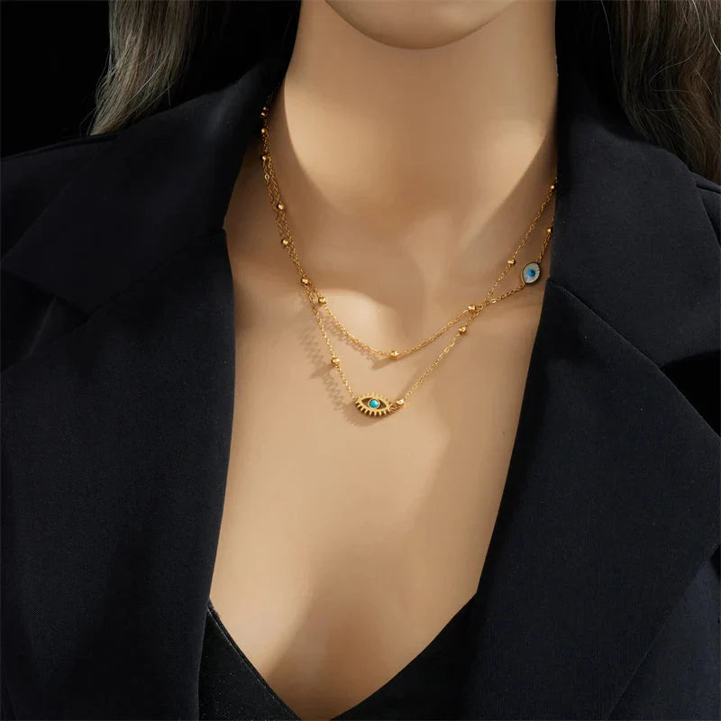 Halo Essence Evil Eye Gelaagde Ketting