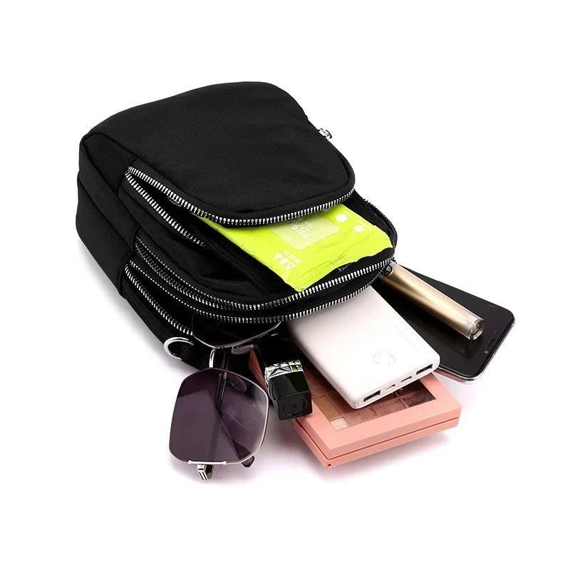 Duurzame nylon 3-laags mini-schoudertas