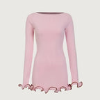 TARUXY "Sara" Gebreide Mini-jurk voor Dames - Elegante Contrastkleur Trui-jurk