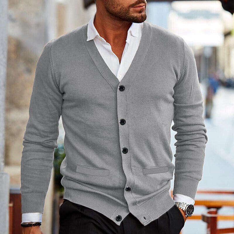 Vest Casual Cardigan voor Heren met V-Hals en Knopen