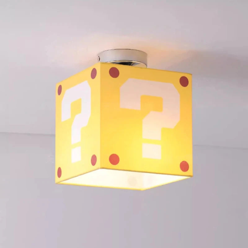 Gele Mario Vraagteken Plafondlamp voor Kinderkamer – Creatieve Plafonnière met Drie Kleurtemperaturen en E27 Fitting-5