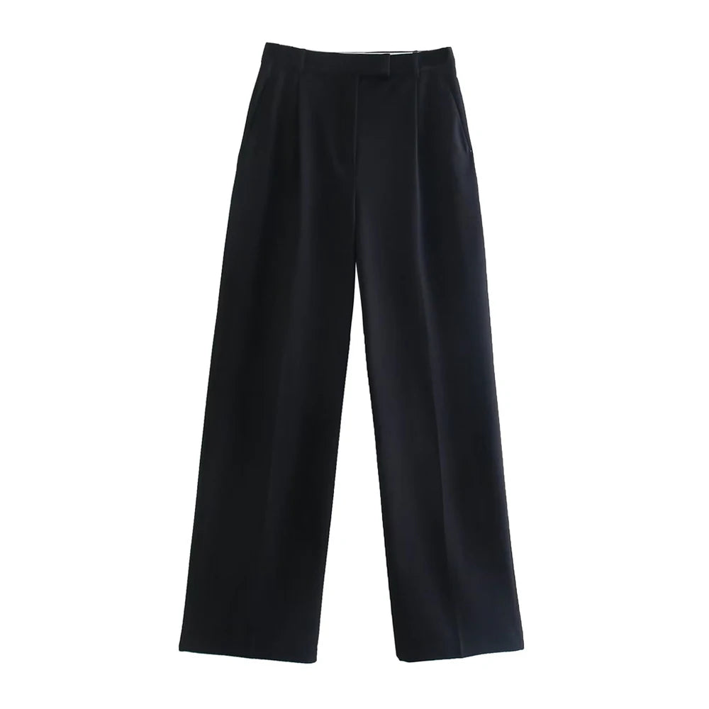Variant image for Dames Wijd Been Broek Beige M Katoen Hoog Taille-2