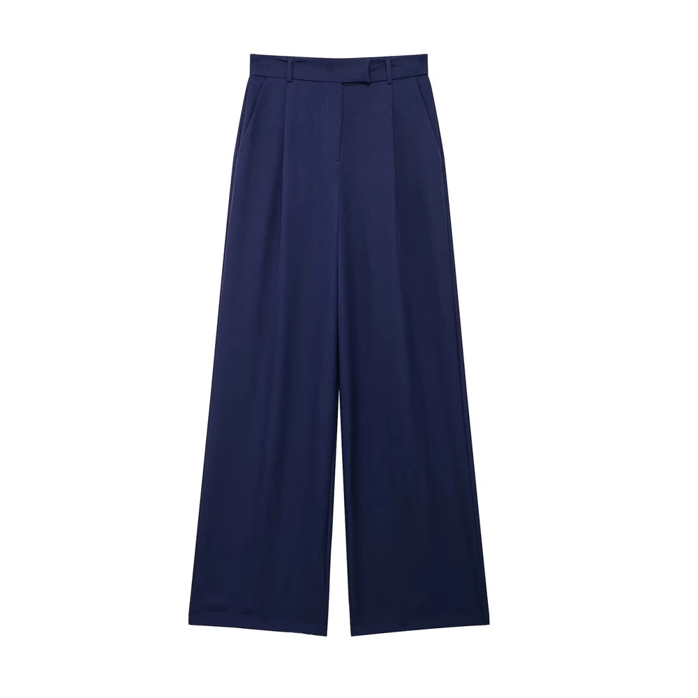 Variant image for Dames Wijd Been Broek Beige M Katoen Hoog Taille-4