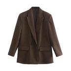 Variant image for Dames Blazer Groen M Katoen Vintage Met Dubbele Knoopsluiting-3