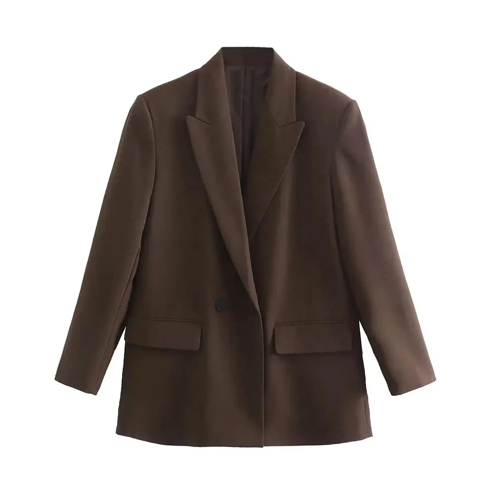 Variant image for Dames Blazer Groen M Katoen Vintage Met Dubbele Knoopsluiting-3