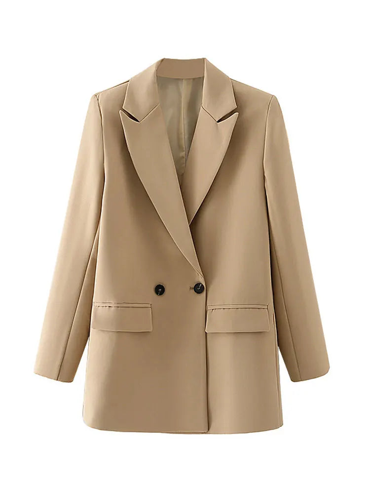 Variant image for Dames Blazer Groen M Katoen Vintage Met Dubbele Knoopsluiting-2