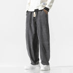 Corduroy Trekkoord Broek met Losse Pasvorm voor Dames en Heren, Casual Katoenen Broek met Elastische Manchetten en Diepe Zakken