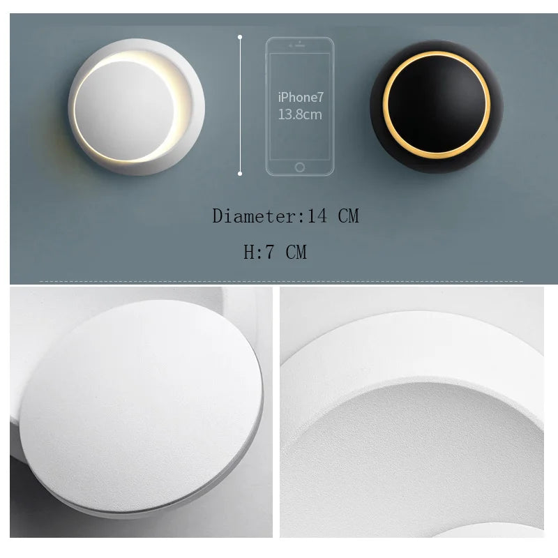 Moderne 5W LED Wandlamp Zwart/Wit met 350 Graden Rotatie voor Binnen - Elegante Muurlamp voor Woonkamer en Slaapkamer-4