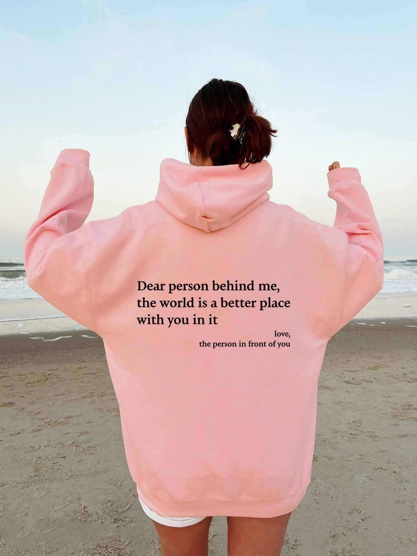 Hoodie Lieve persoon achter mij Unisex Met Tekst Kleur Wit