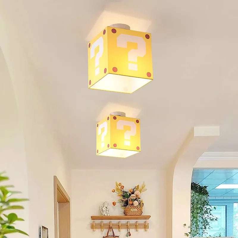 Gele Mario Vraagteken Plafondlamp voor Kinderkamer – Creatieve Plafonnière met Drie Kleurtemperaturen en E27 Fitting-2