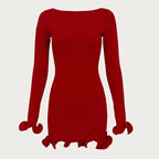 TARUXY "Sara" Gebreide Mini-jurk voor Dames - Elegante Contrastkleur Trui-jurk