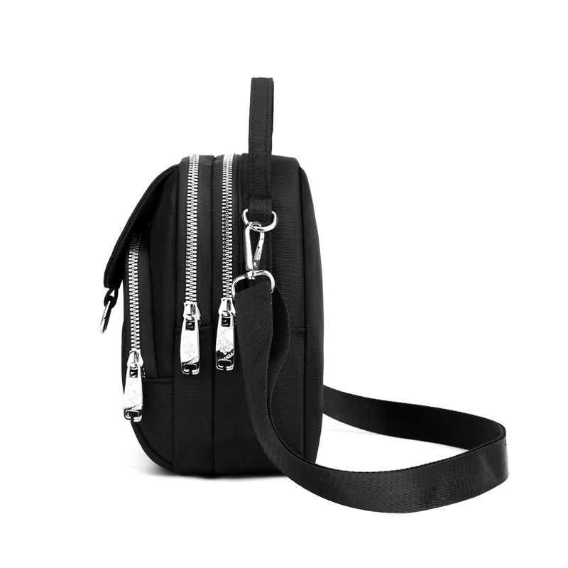 Duurzame nylon 3-laags mini-schoudertas