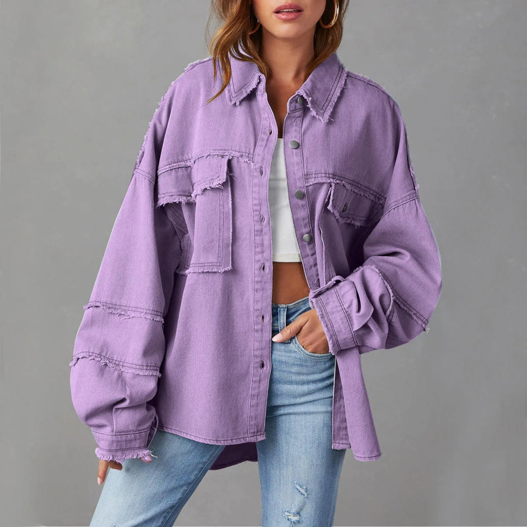 Dames Spijkerjas van Katoen - Opvallend vibrant denim-jack