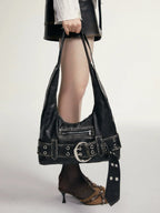 Distressed Rebel Buckle Hobo Tas