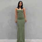 Aria zwarte bodycon maxi-jurk – sexy spaghettibandjes Y2K zomerse elegantie