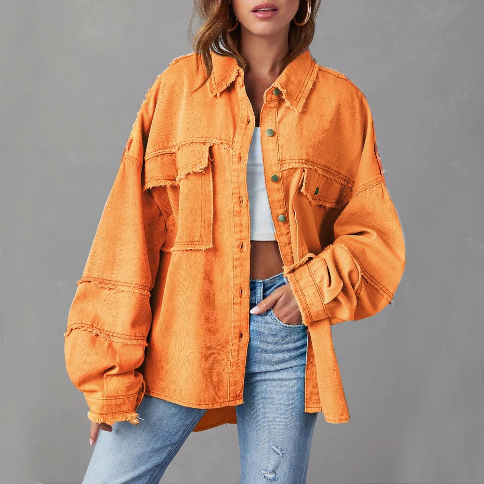 Dames Spijkerjas van Katoen - Opvallend vibrant denim-jack