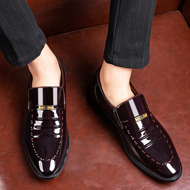 Heren Patenten Leren Loafers Instap Gepolijste Schoenen