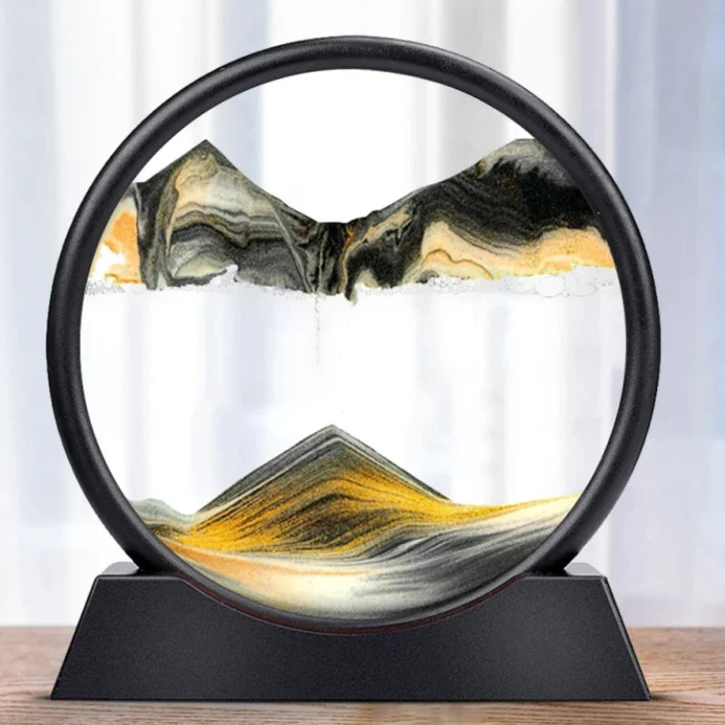 3D Bewegend Zand Kunstafbeelding | Diepzee Zandsculptuur Zandloper voor Ontspanning & Bureau Decor
