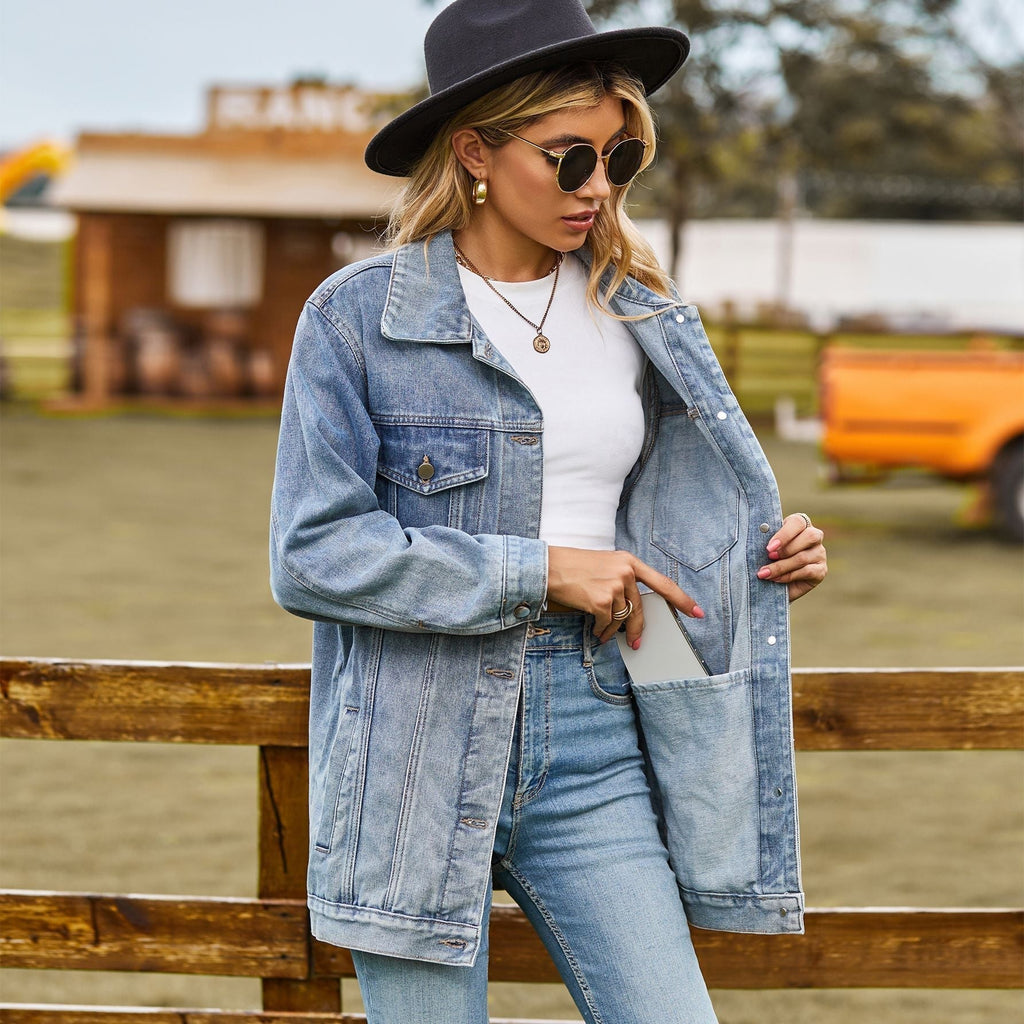 Dames Vintage Spijkerjas - Amerikaanse stijl met knoopsluiting