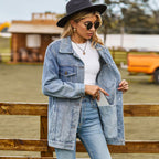 Dames Vintage Spijkerjas - Amerikaanse stijl met knoopsluiting