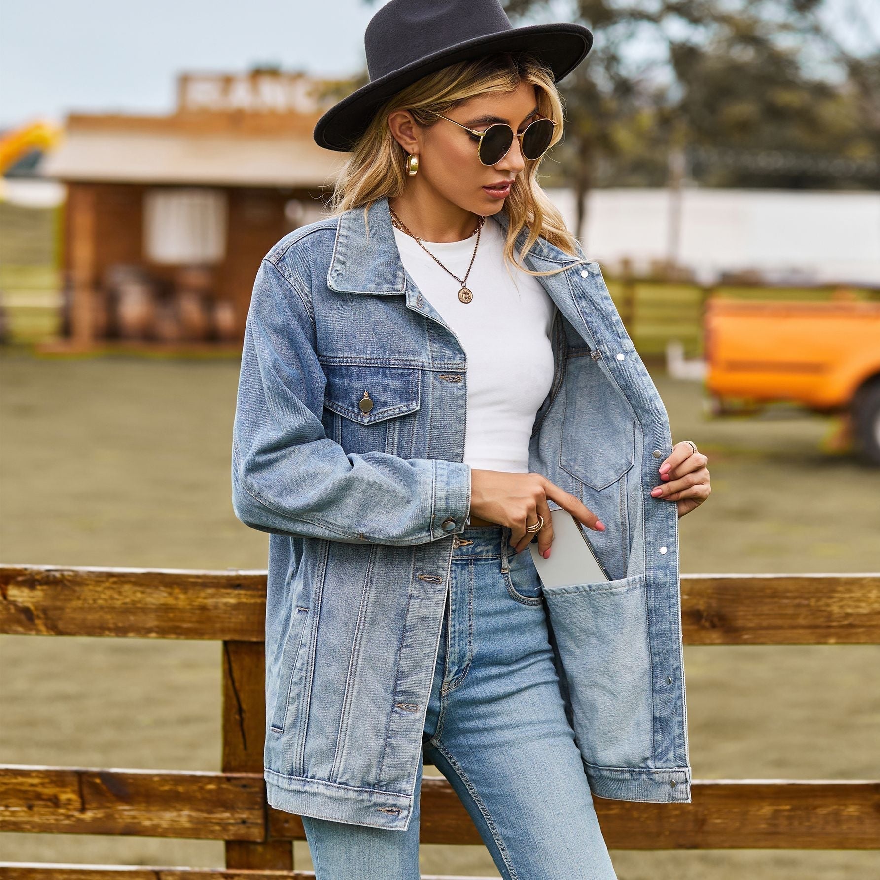 Dames Vintage Spijkerjas - Amerikaanse stijl met knoopsluiting