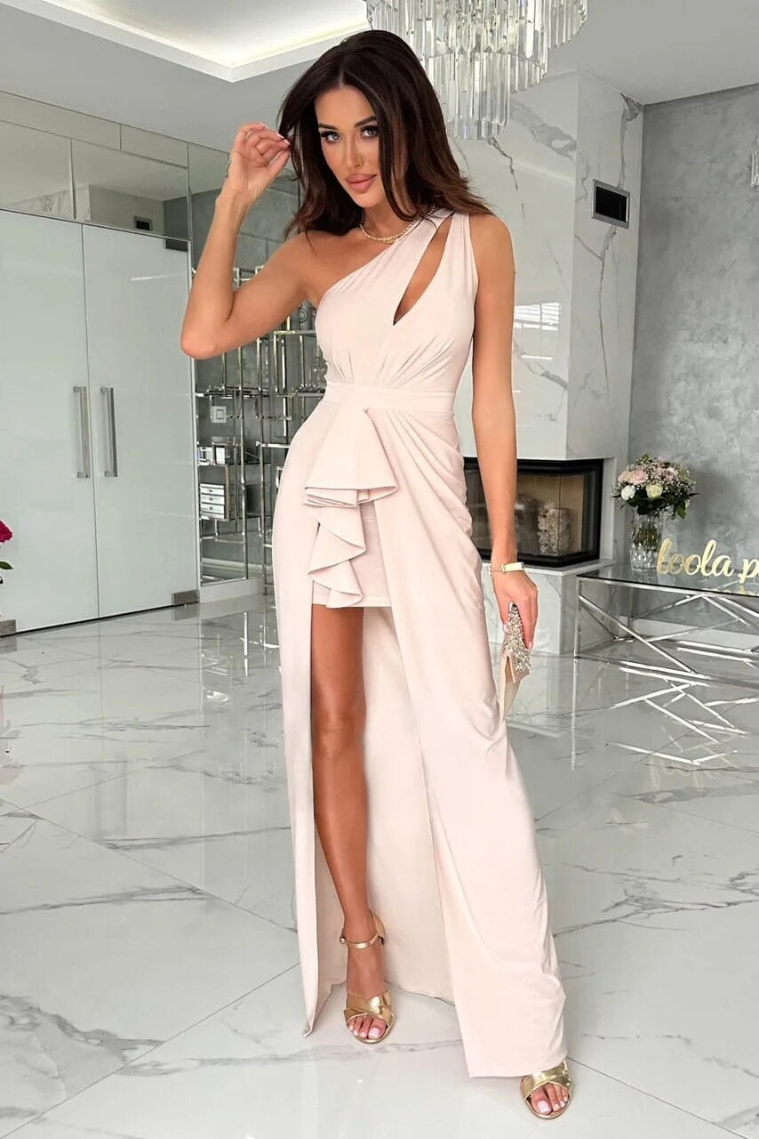 Laria™ - Elegante maxi-jurk met uitsparing en split met ruches