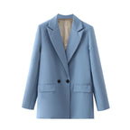 Variant image for Dames Blazer Groen M Katoen Vintage Met Dubbele Knoopsluiting-11