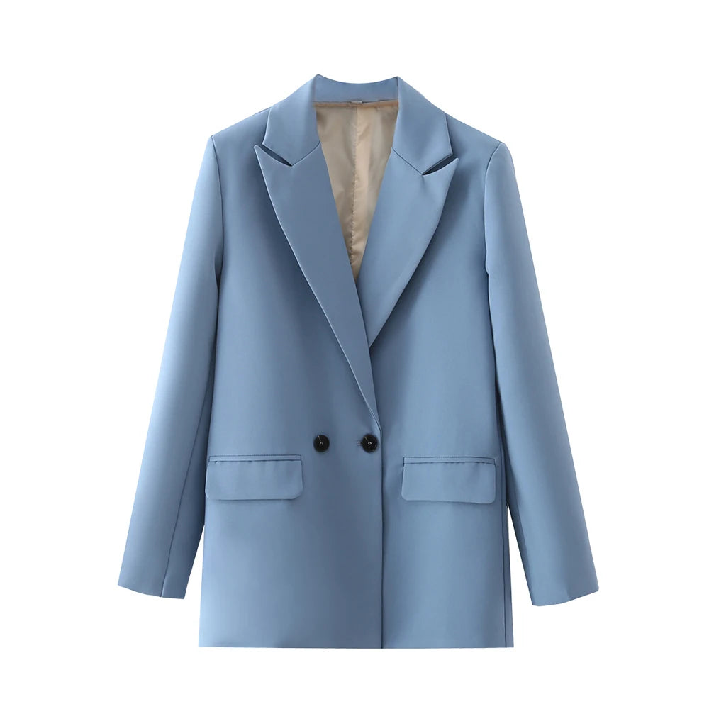 Variant image for Dames Blazer Groen M Katoen Vintage Met Dubbele Knoopsluiting-11