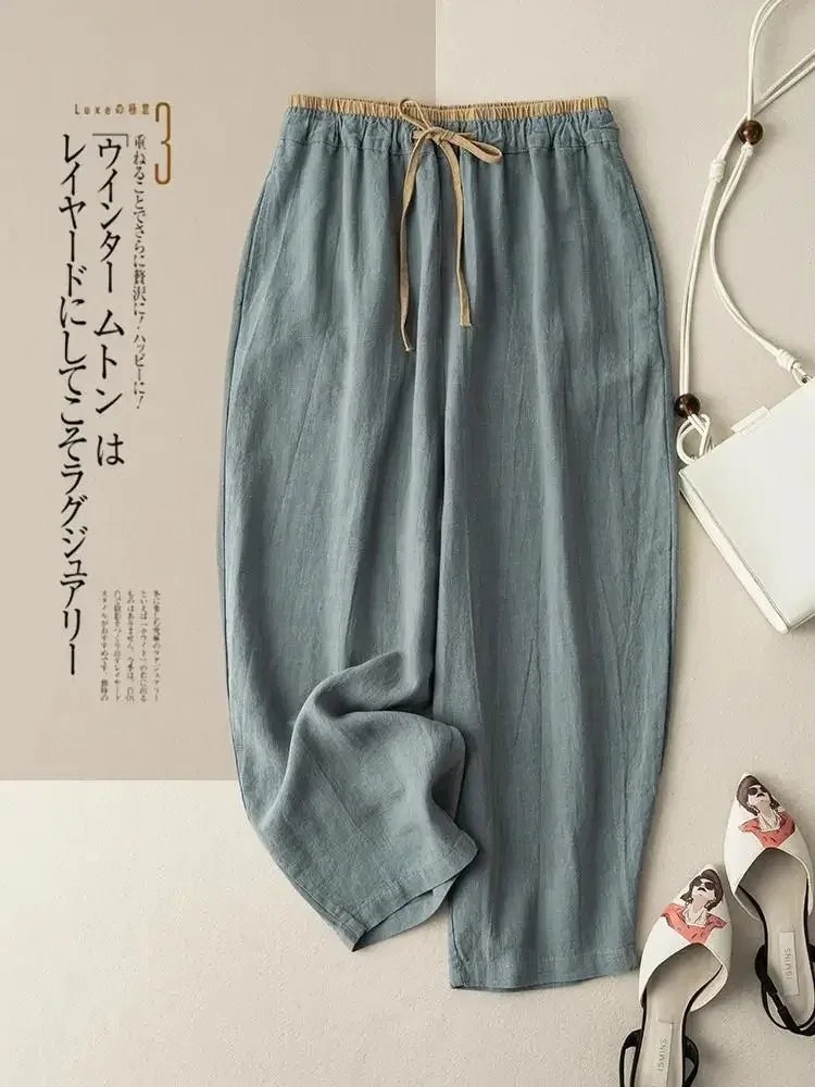Heren Broek Linnen Katoen Losse Pasvorm Zomer Retro Style 1