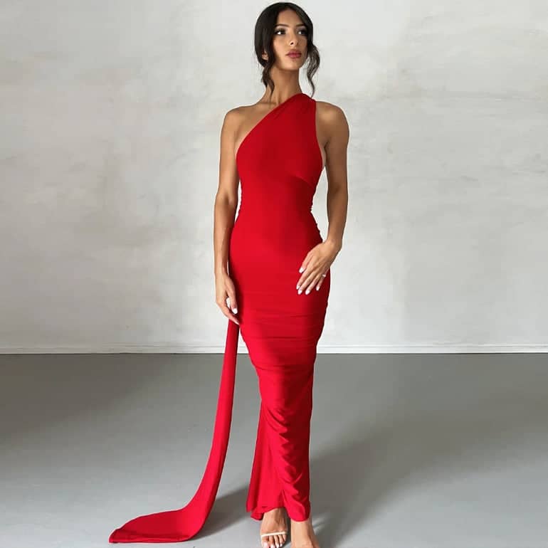 Evenement Klaar Schouder Maxi Jurk Voor Elegante Gelegenheden