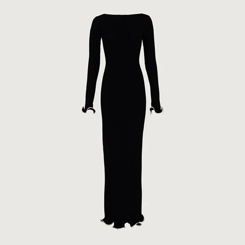 TARUXY "Sara" Gebreide Mini-jurk voor Dames - Elegante Contrastkleur Trui-jurk