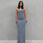 Aria zwarte bodycon maxi-jurk – sexy spaghettibandjes Y2K zomerse elegantie