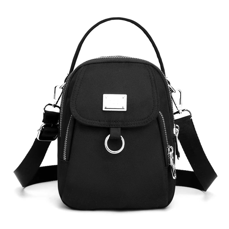 Duurzame nylon 3-laags mini-schoudertas