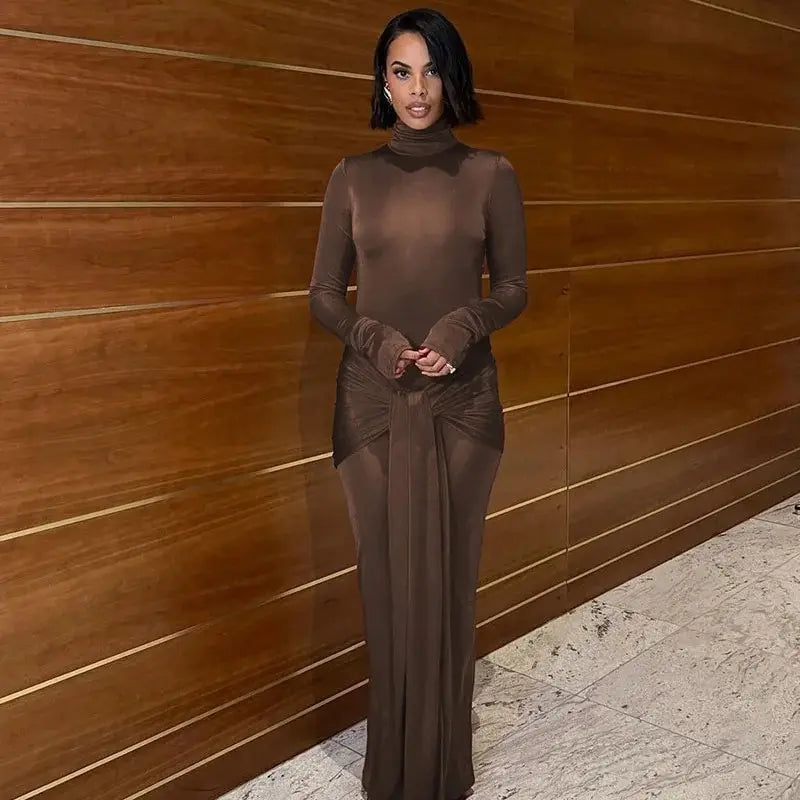 Dulzura Elegante Rode Lange Mouwen Bodycon Jurk 2024
