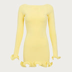 TARUXY "Sara" Gebreide Mini-jurk voor Dames - Elegante Contrastkleur Trui-jurk