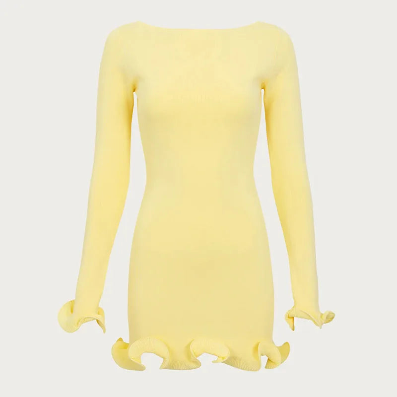 TARUXY "Sara" Gebreide Mini-jurk voor Dames - Elegante Contrastkleur Trui-jurk