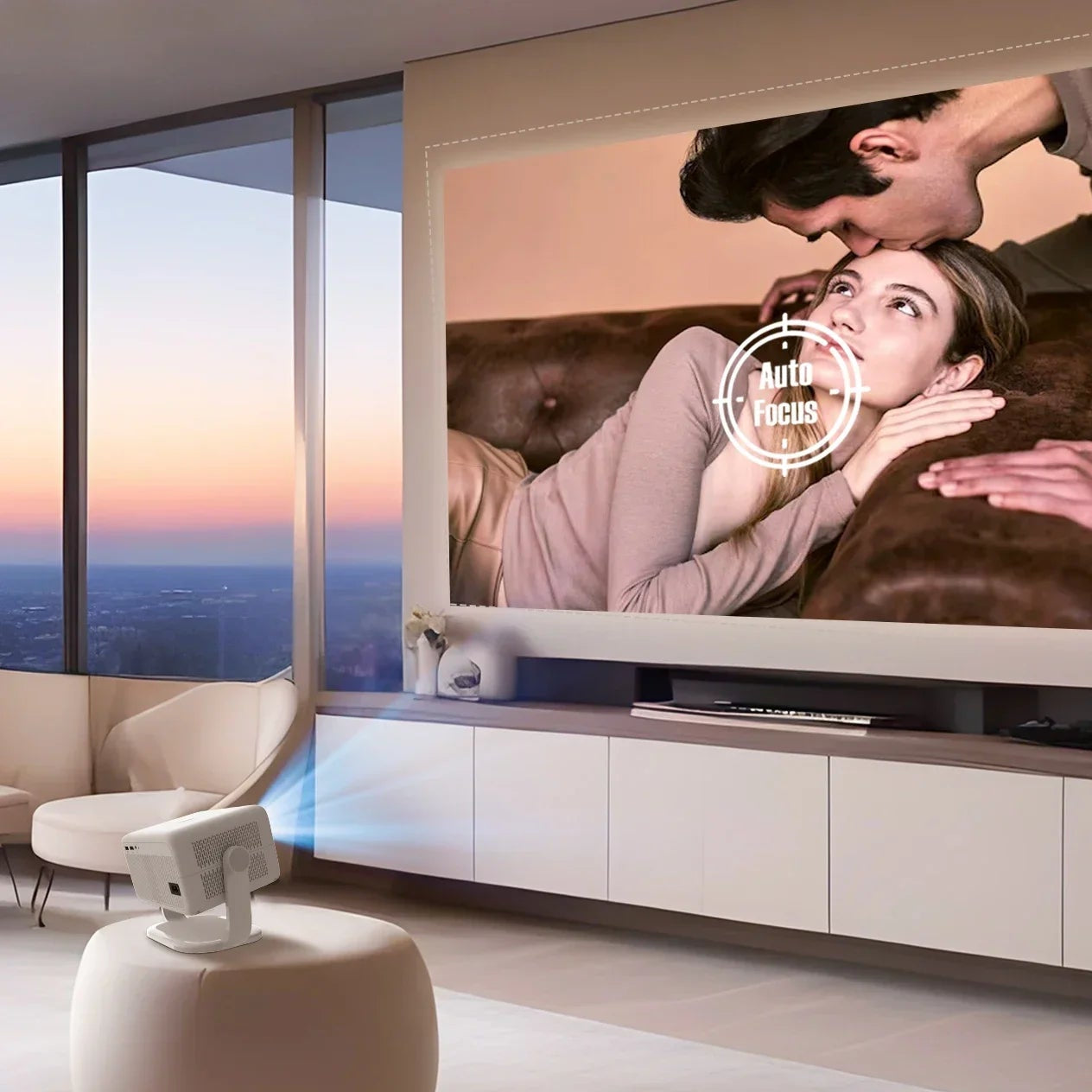 Draagbare 4K Projector met Auto Focus en Keystone Correctie – 650 ANSI Lumens, Android 11, WiFi 6 2