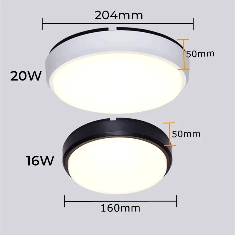 Moderne Waterdichte LED Plafondlamp voor Badkamer en Buiten - 16W/20W Ronde Plafonniere met Oppervlaktemontage-4