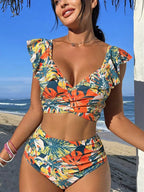 Trendy Hoge Taille Bikini Set Met Speelse Print Voor Strand En Zwembad