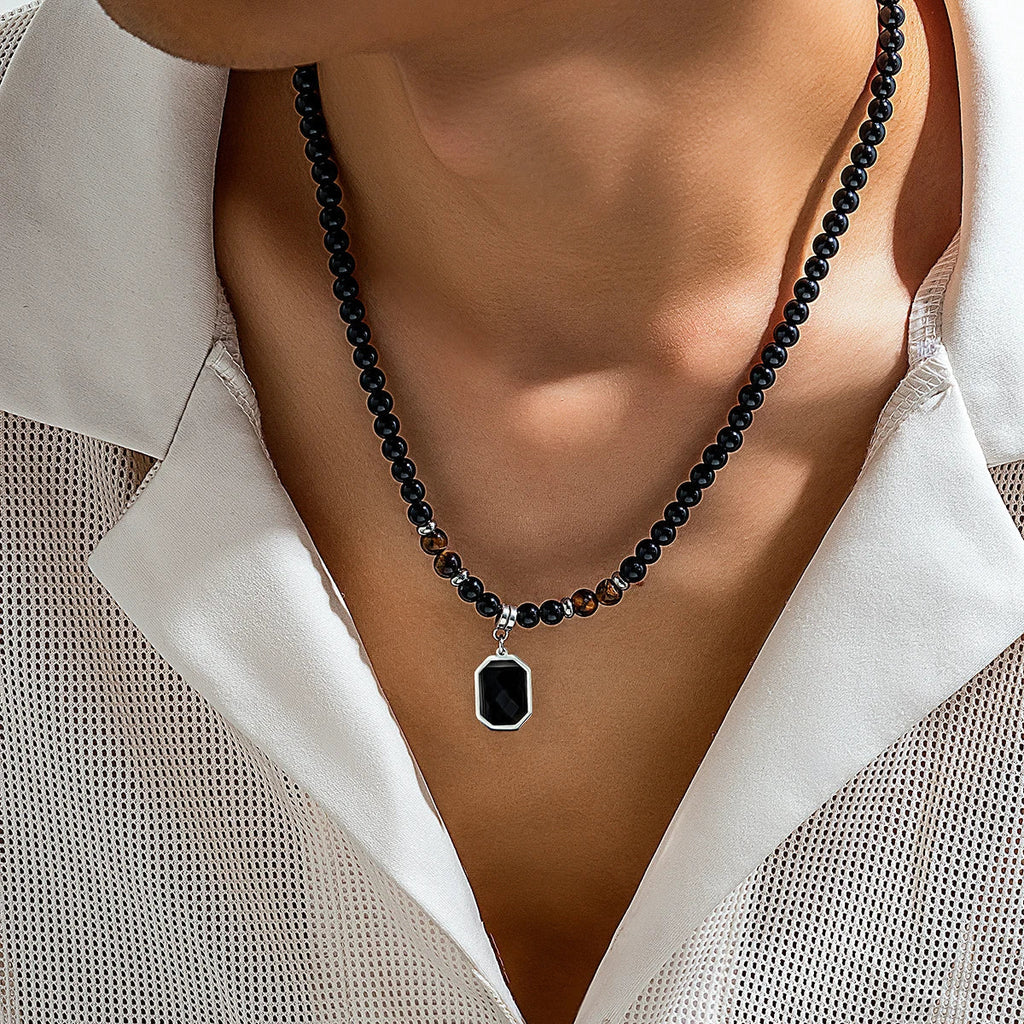 Zwarte Onyx kralen ketting