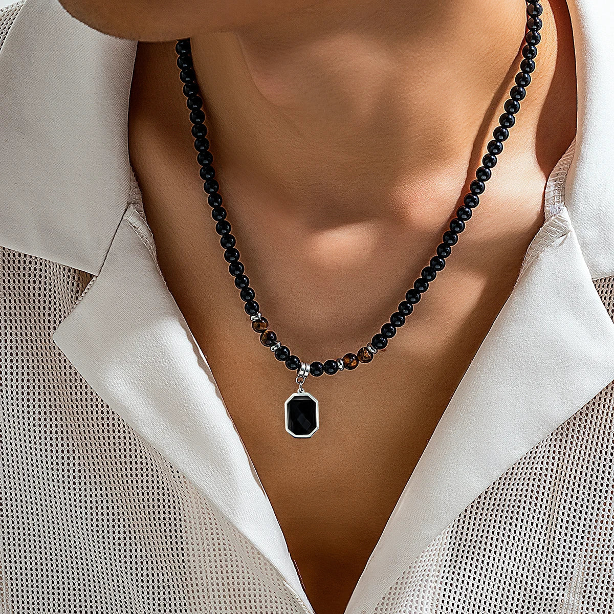 Zwarte Onyx kralen ketting