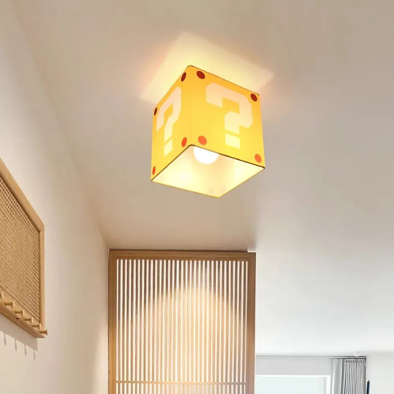Gele Mario Vraagteken Plafondlamp voor Kinderkamer – Creatieve Plafonnière met Drie Kleurtemperaturen en E27 Fitting-4