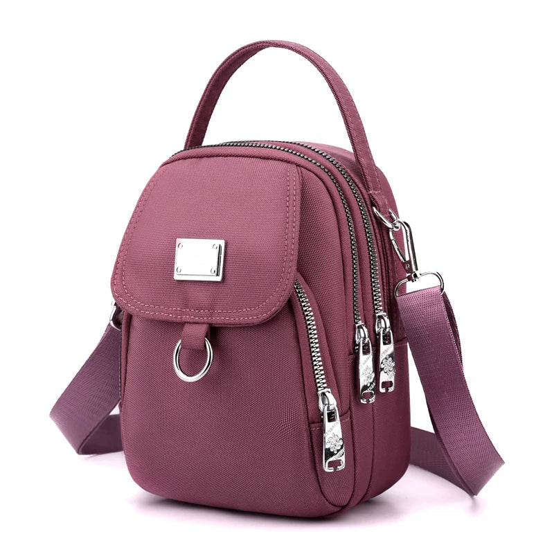 Duurzame nylon 3-laags mini-schoudertas